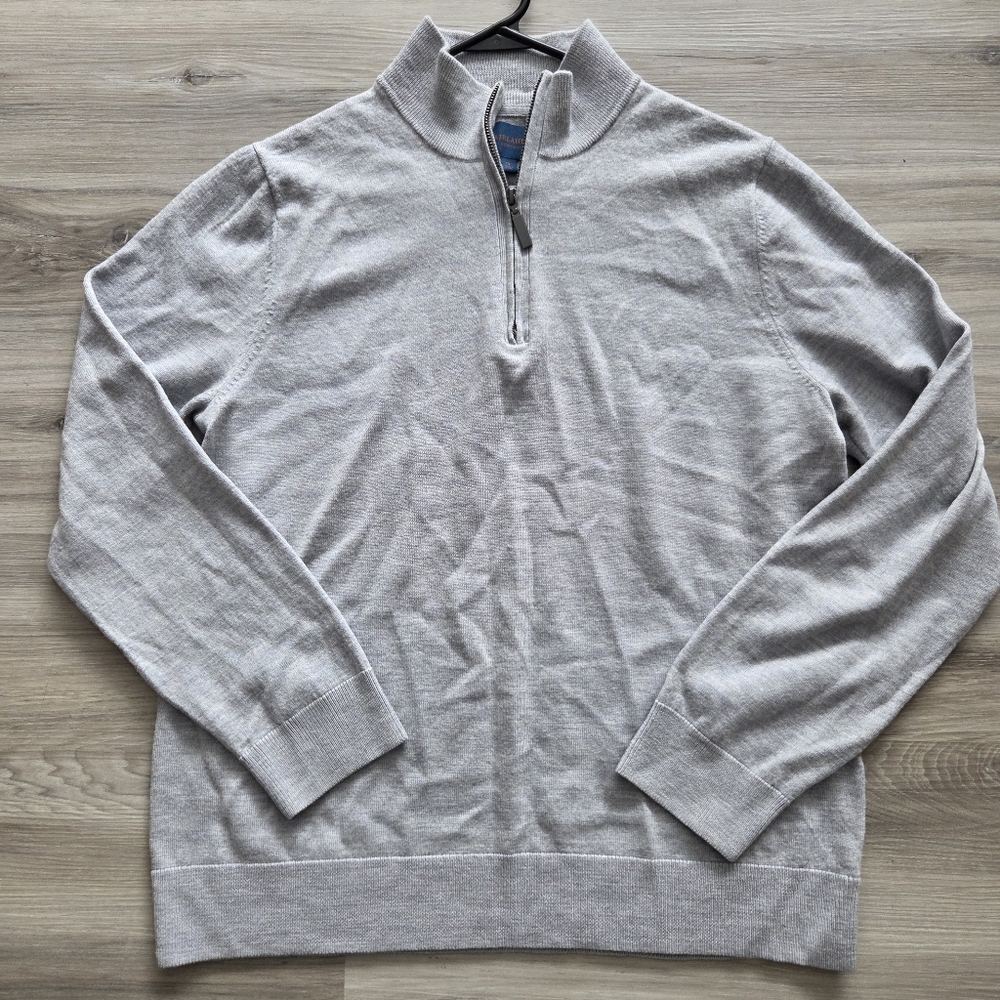 Fairlane Quarter Zip Pullover Sweater Men's XL Heather Grey 100% Merino Wool - Picture 9 of 11
